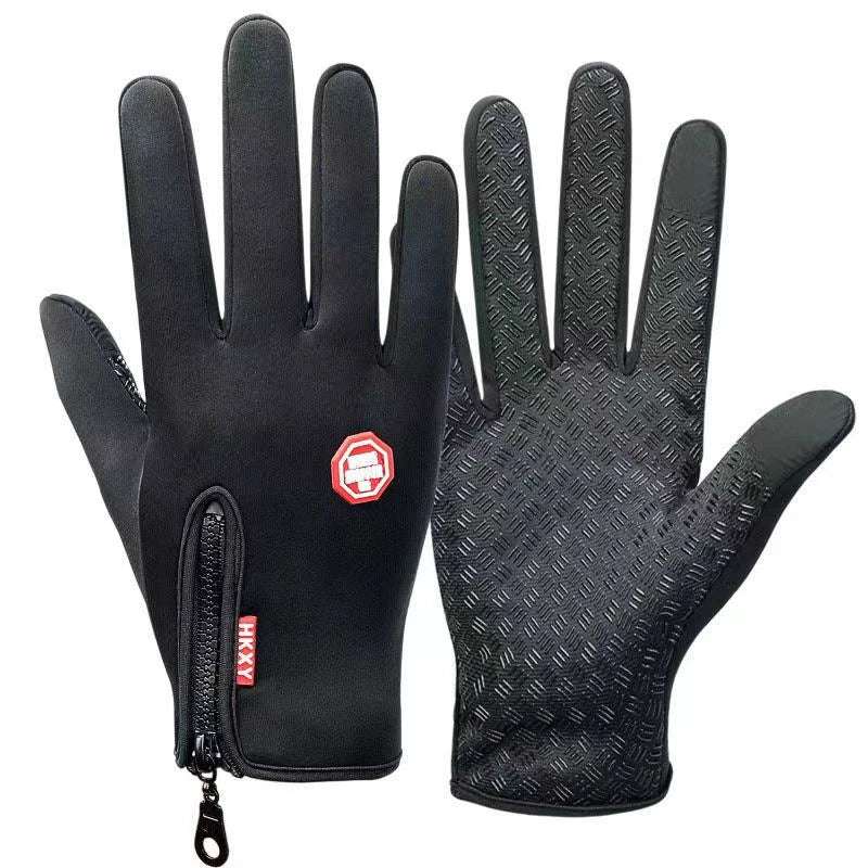 Winter Cycling Sports Gloves Men Women Water Splash Warm Touch Screen Motorcycle Anti-Slip Skiing Zipper Windproof Driving