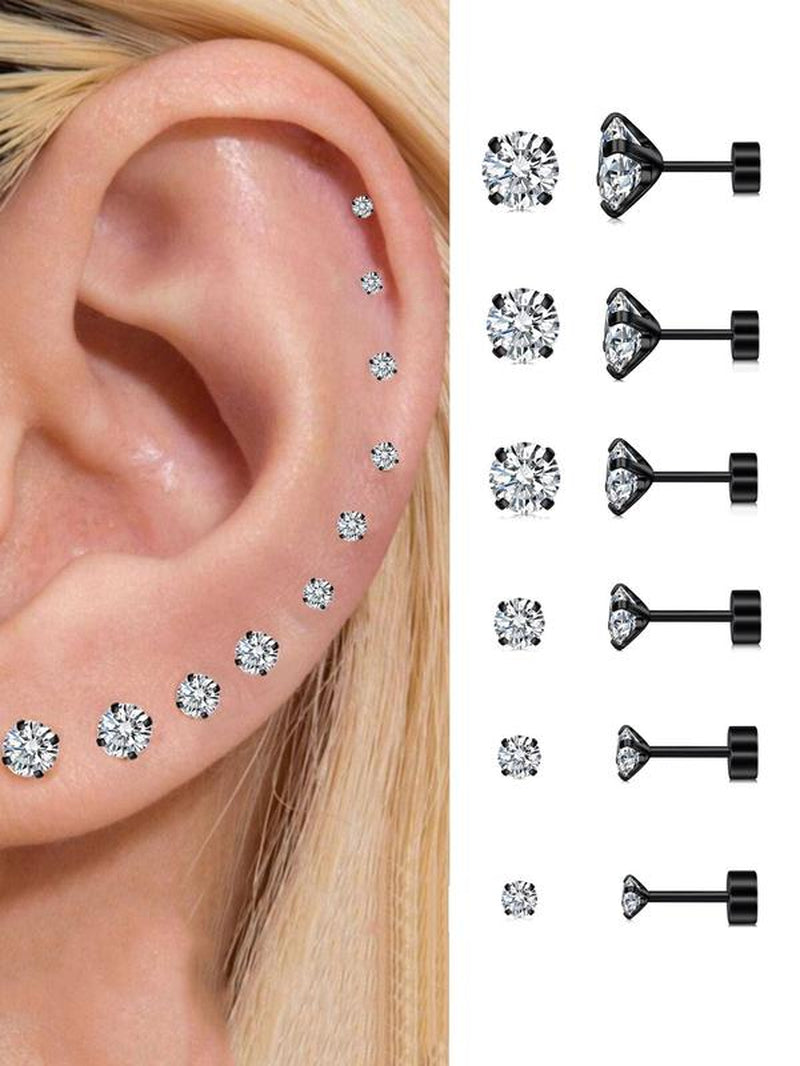 Rhinestone Decor Ear Studs, Stainless Steel Ear Cartilage Piercing Jewelry for Women, Fashion Body Piercing Jewelry for Party, Daily Decor