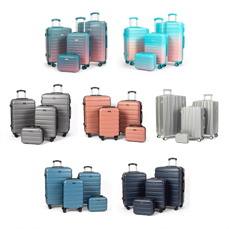 4 Piece Luggage Sets ABS Hardshell Durable Suitcase, Spinner Wheel, Lightweight TSA Lock, 20/24/28 Inch