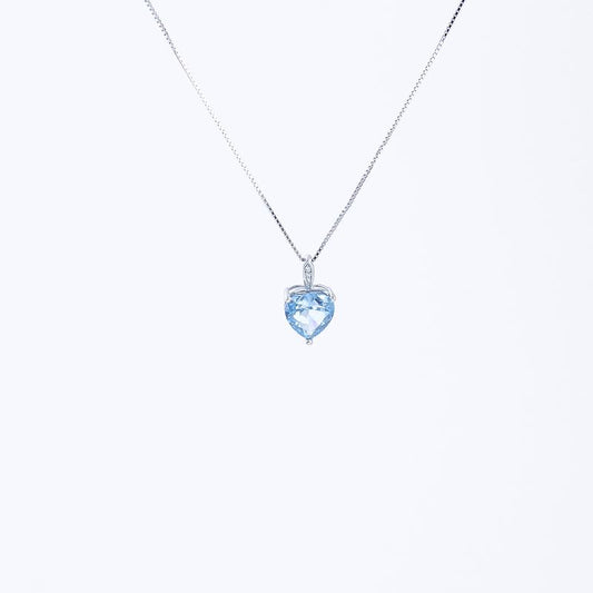 S925 Shinning Love Heart Zircon Pendant Necklace for Women-Sky Blue / Iconic Pink/ Cupid Heart Wings, Romantic Heart Design, Sparkling Sterling Silver Simple Necklace, Dainty Gifts for Mom Daughter Girlfriend, Gift Box.