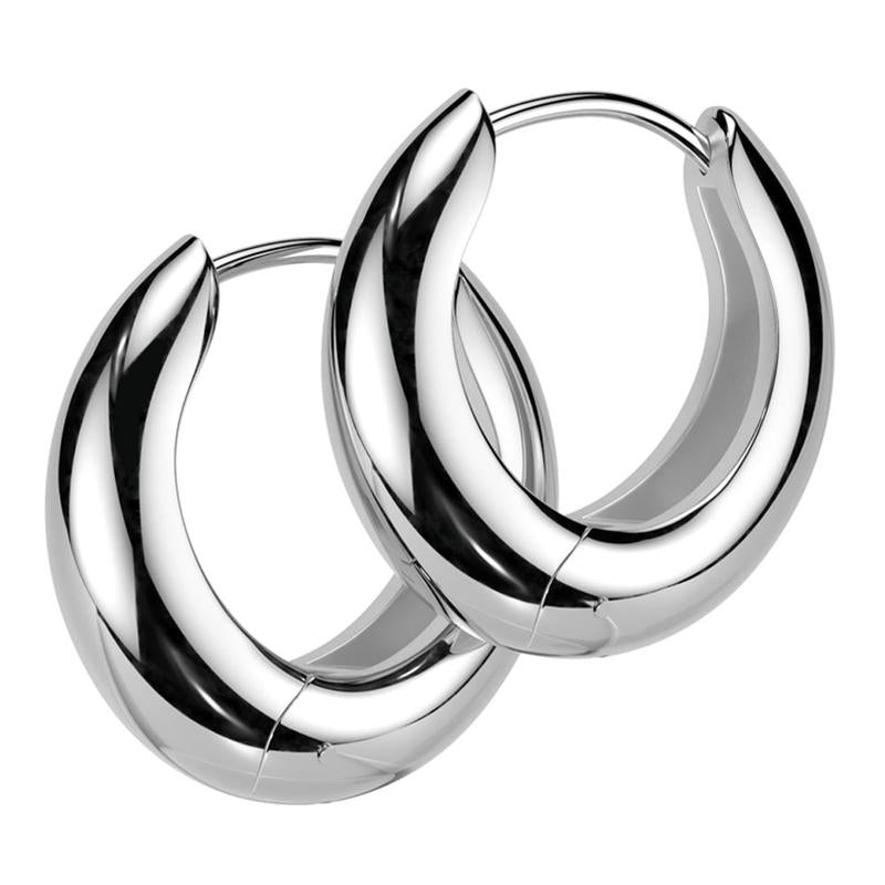 Surgical Steel PVD Plated Huggie Earrings Wide Chunky Hoops 18G - Sold as Pair Drop Earring