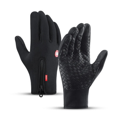 Winter Cycling Sports Gloves Men Women Water Splash Warm Touch Screen Motorcycle Anti-Slip Skiing Zipper Windproof Driving