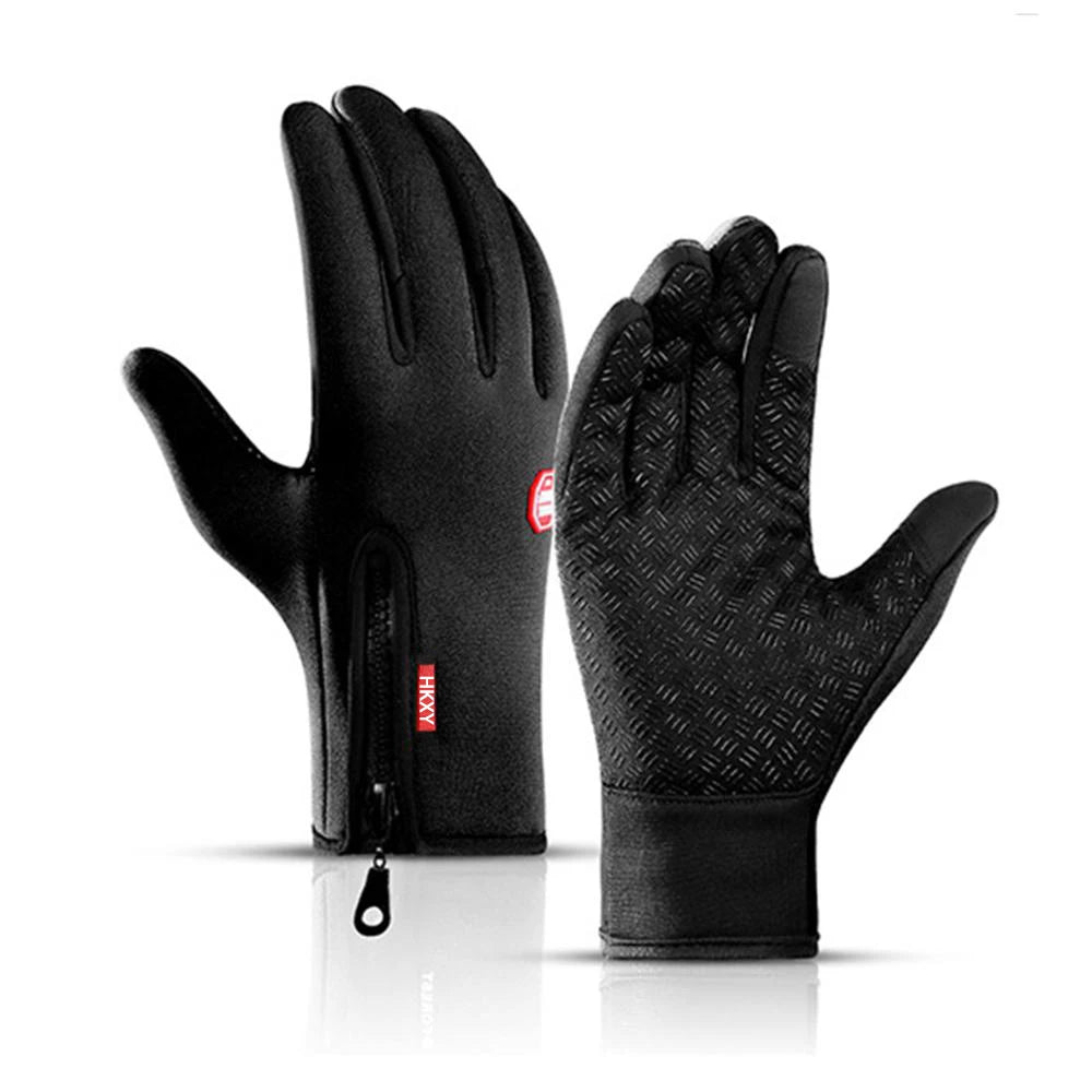 Winter Cycling Sports Gloves Men Women Water Splash Warm Touch Screen Motorcycle Anti-Slip Skiing Zipper Windproof Driving