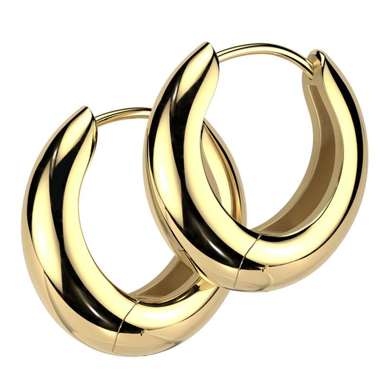 Surgical Steel PVD Plated Huggie Earrings Wide Chunky Hoops 18G - Sold as Pair Drop Earring