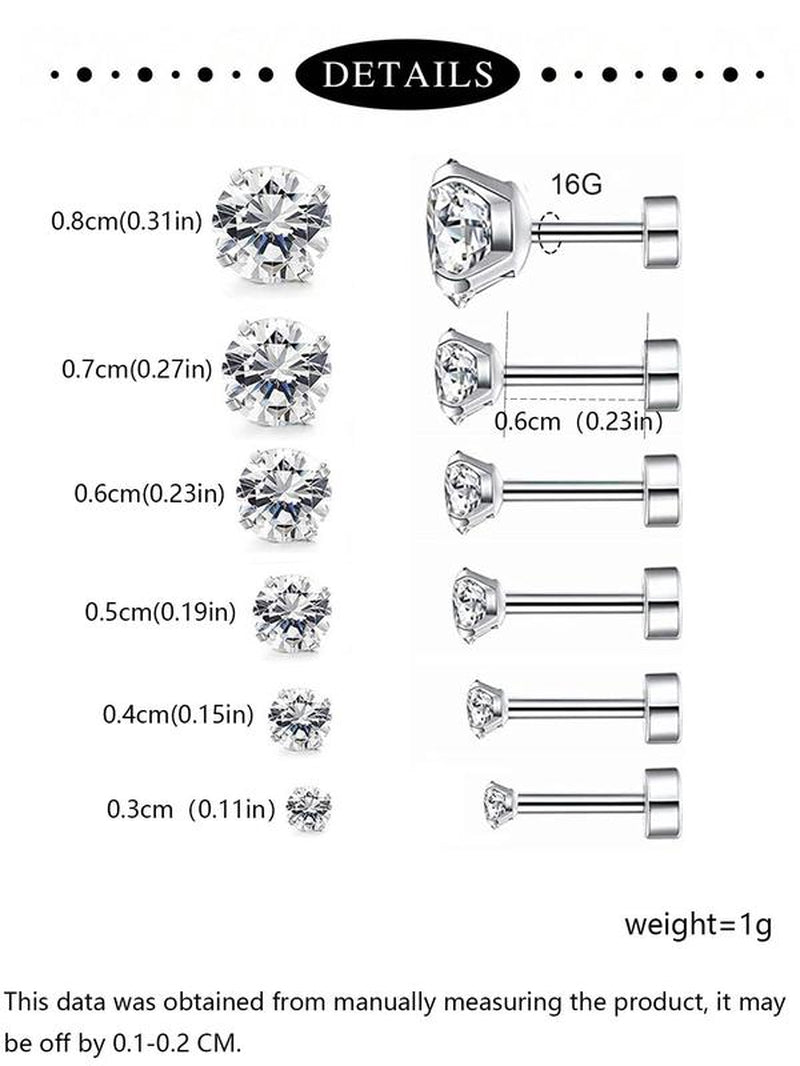 Rhinestone Decor Ear Studs, Stainless Steel Ear Cartilage Piercing Jewelry for Women, Fashion Body Piercing Jewelry for Party, Daily Decor