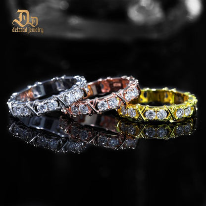 Delzzad S925 VVS Synthetic Moissanite Cross Eternity Ring Gift for Valentine'S Day Wedding Anniversary