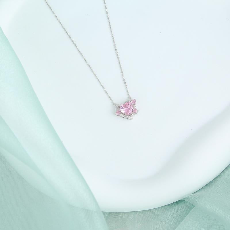 S925 Shinning Love Heart Zircon Pendant Necklace for Women-Sky Blue / Iconic Pink/ Cupid Heart Wings, Romantic Heart Design, Sparkling Sterling Silver Simple Necklace, Dainty Gifts for Mom Daughter Girlfriend, Gift Box.