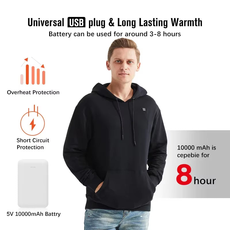 Heated Hoodies Heat Sweaters Men Women Winter Warm Heated Clothes Heat Jacket Heating Sportswear Heating Hoodies Heating Sweater